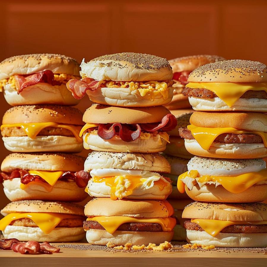 Image of customized Dunkin breakfast sandwich with various ingredients, satisfying morning cravings.