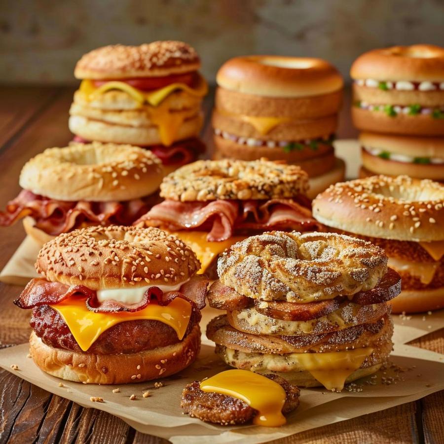 Image of the most popular Dunkin breakfast sandwiches: Dunkin breakfast sandwich options.