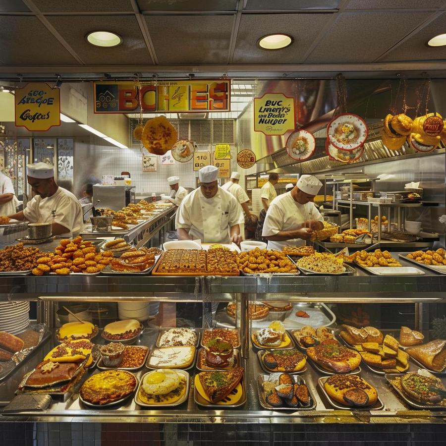 Alt text: Buc ee's breakfast hours sign with delicious morning options.