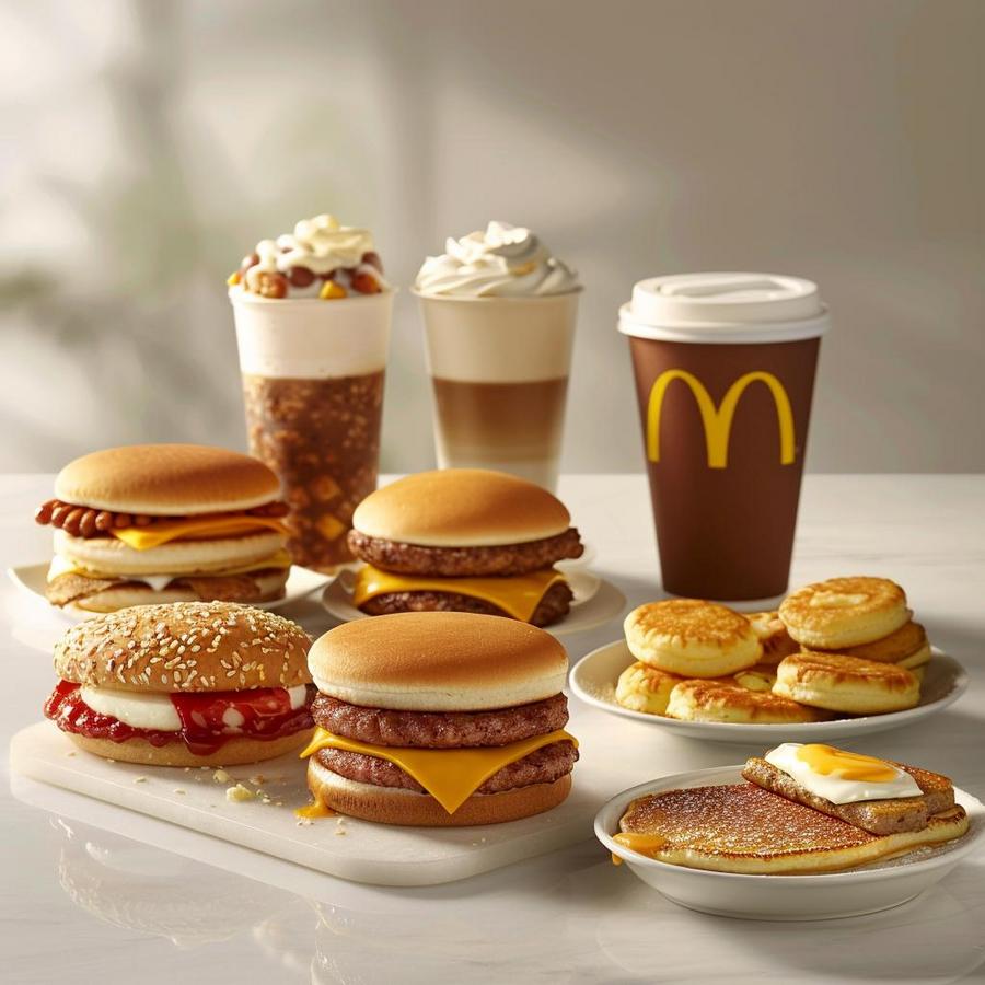 Image of McDonald's breakfast items with opening hours.