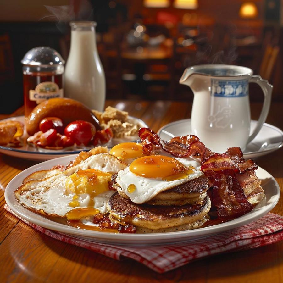 "Spangles breakfast menu featuring popular items like pancakes and breakfast burritos."