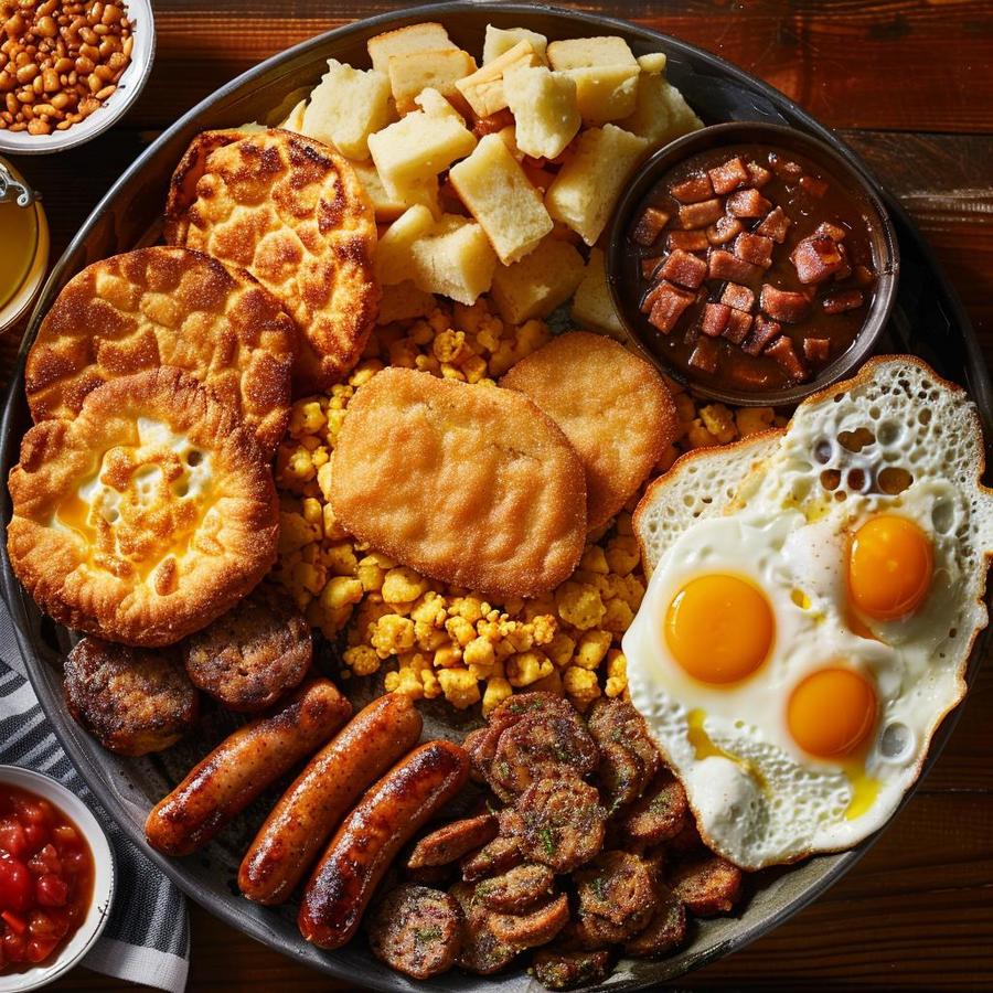 Image showing Bojangles breakfast platter with their famous unique biscuits.
