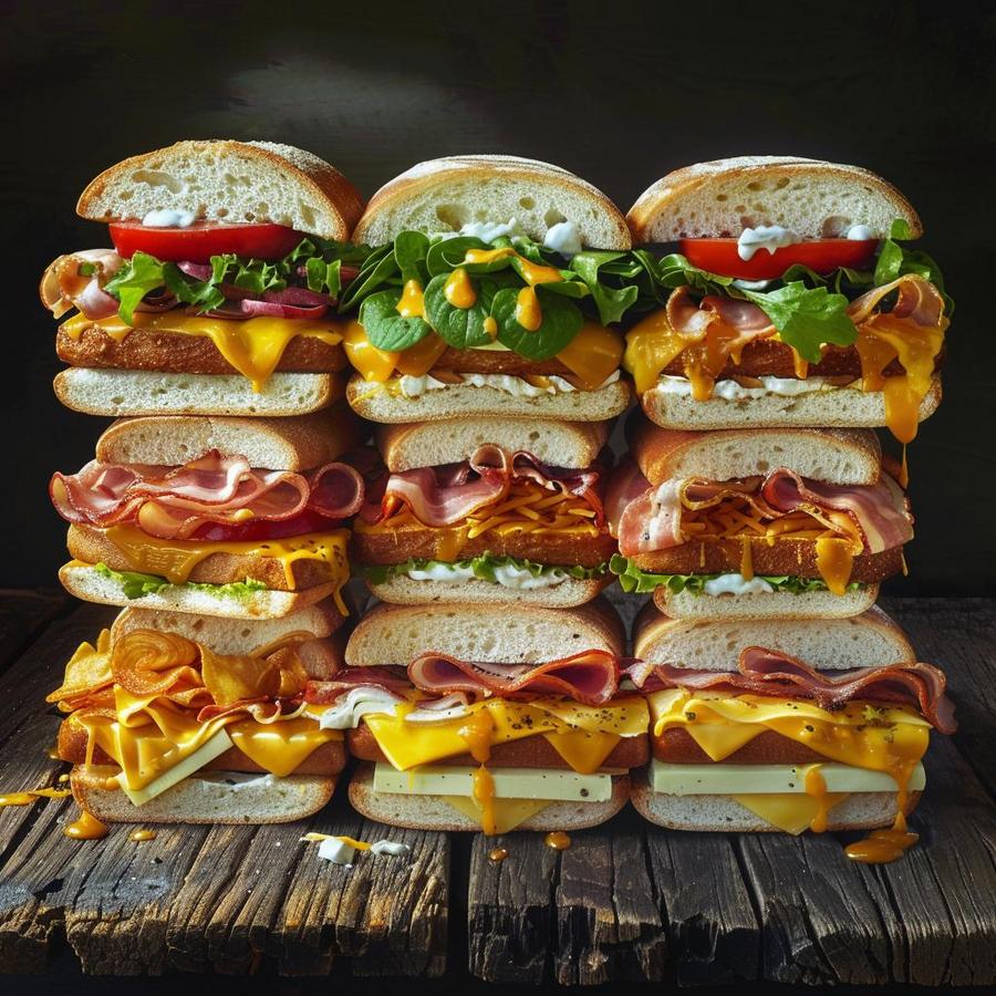 A variety of Subway breakfast sandwiches for a nutritious start to your day.