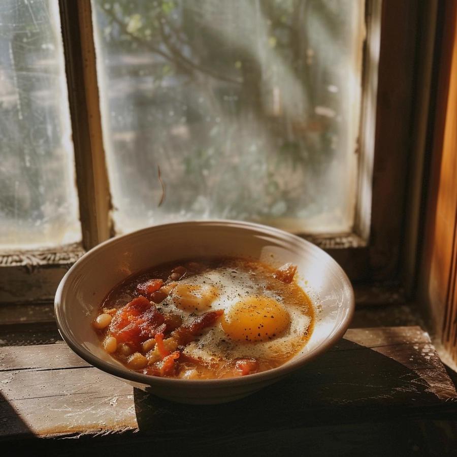 Image of a steaming bowl of breakfast chili, enhancing morning ritual.