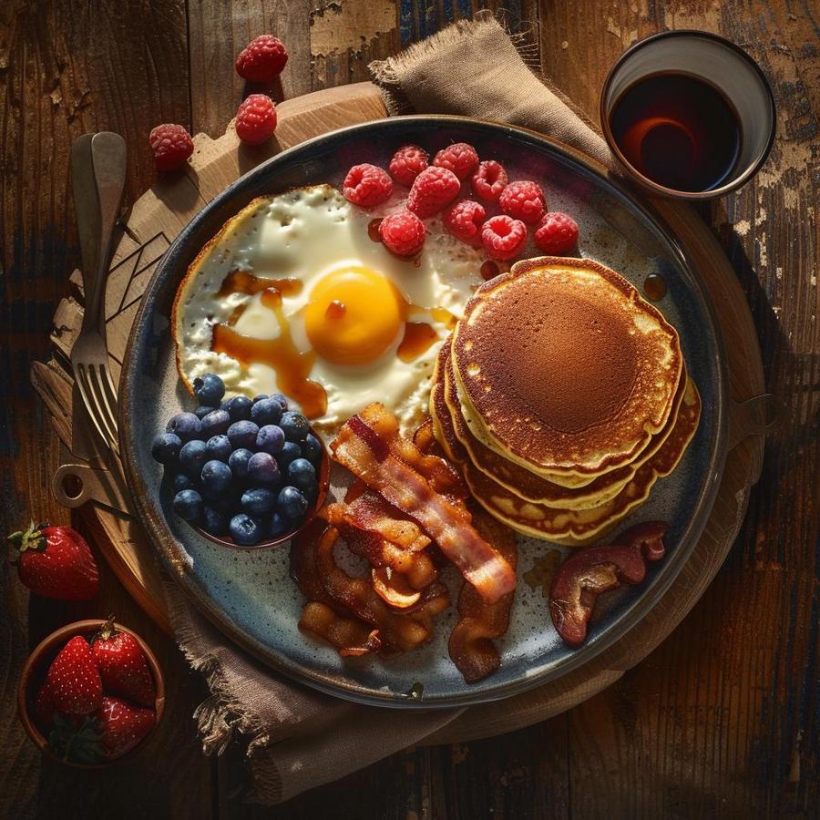 Alt text: "A spread of traditional American breakfast items, showcasing quick and easy ideas."