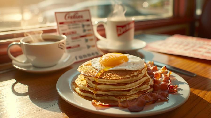 Image of Denny's popular breakfast items with prices on the menu.
